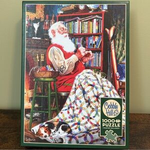 Cobble Hill 1000 piece Puzzle Santa’s Quilt Complete With Poster